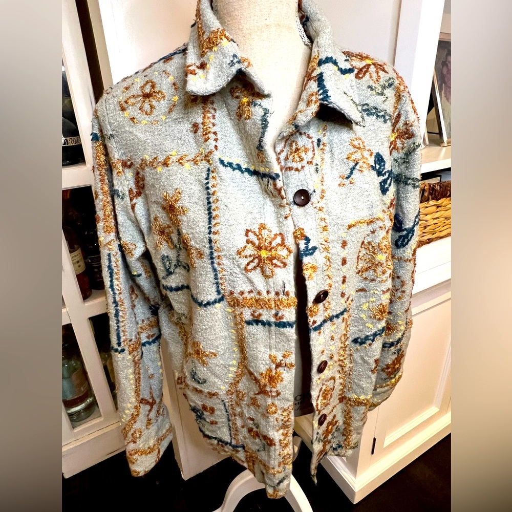 Fleece chemise embroidered made in USA cottage Anthropologie Free people style